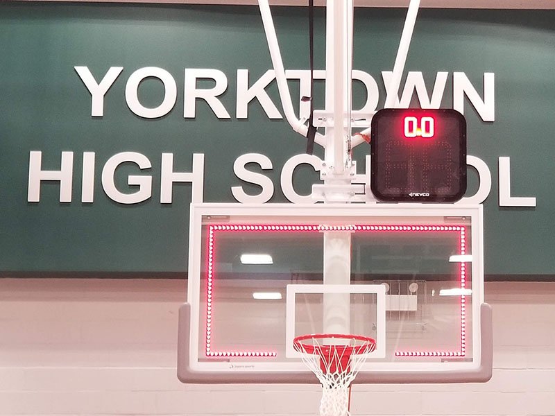 Shot clock and end-of-period light installation