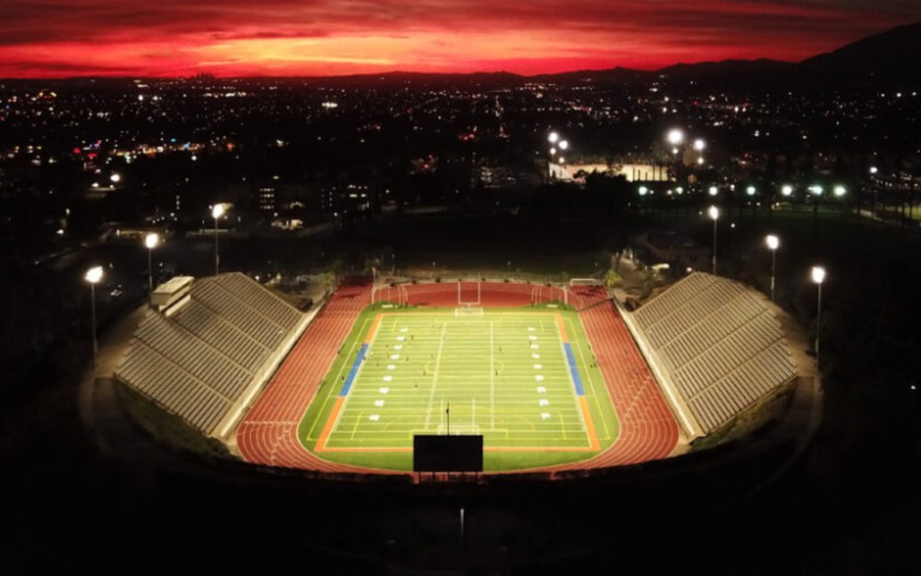 Stadium lights illuminating a field