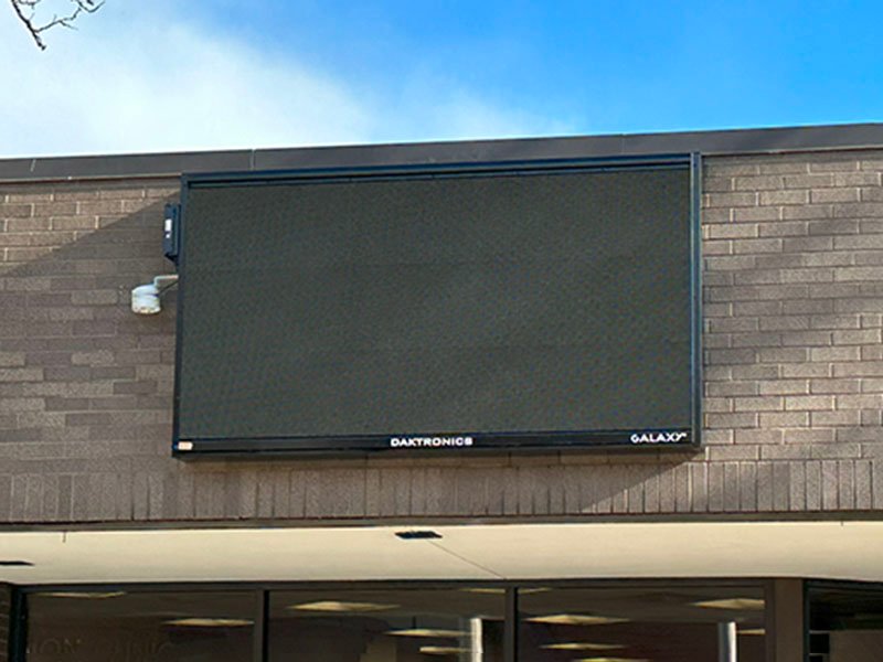 Completed message center on steel structure