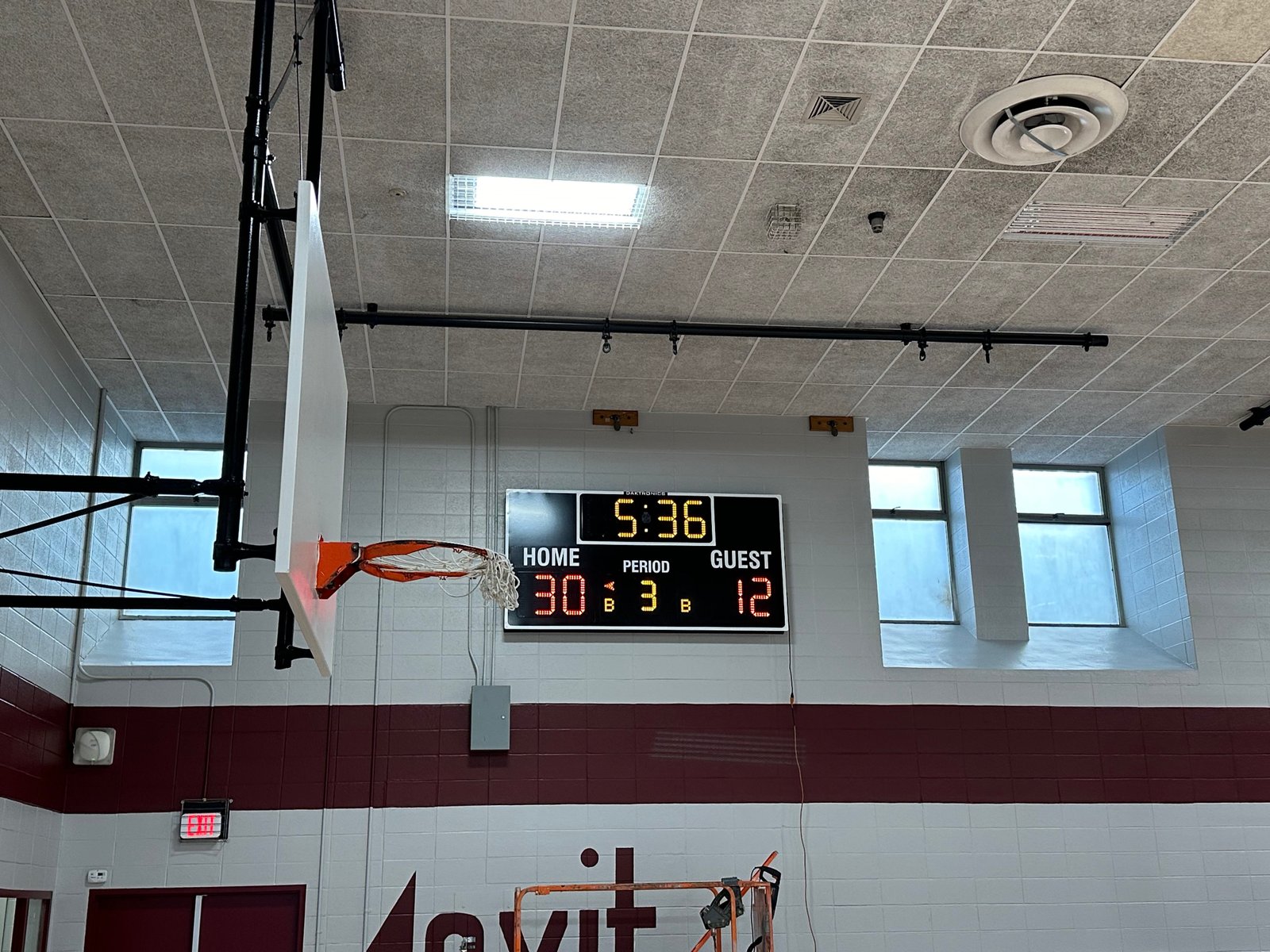 Portable scoreboard rental set up at a sports field