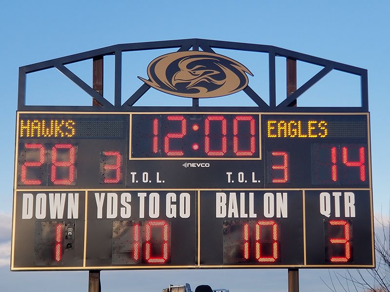Lit scoreboard ready for event