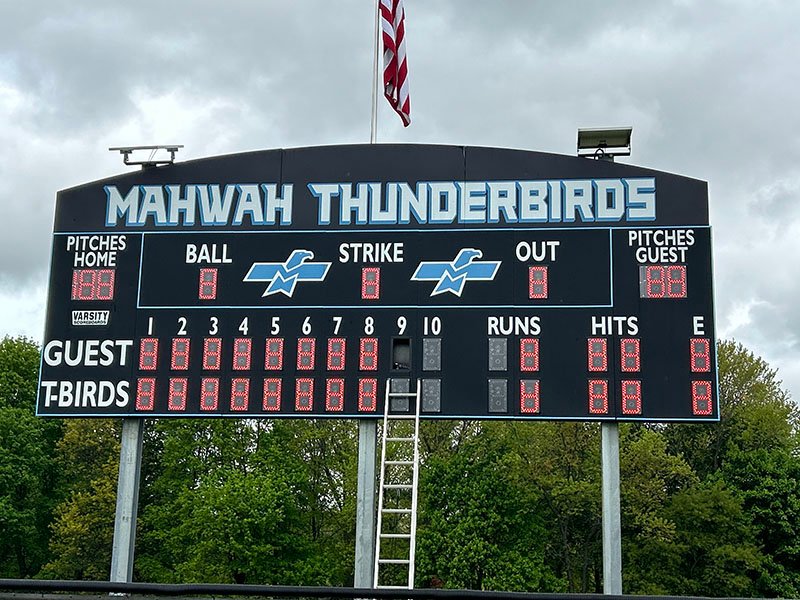 Service team working on scoreboard components
