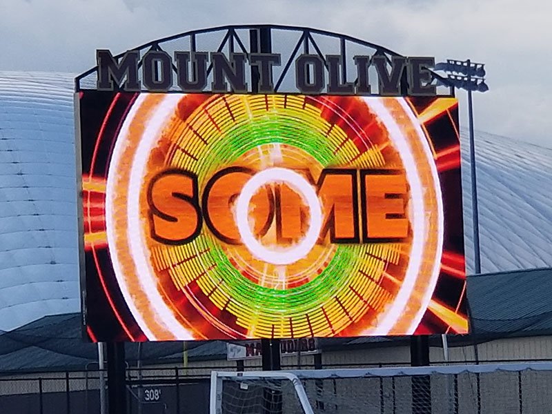 Large videoboard displaying game content