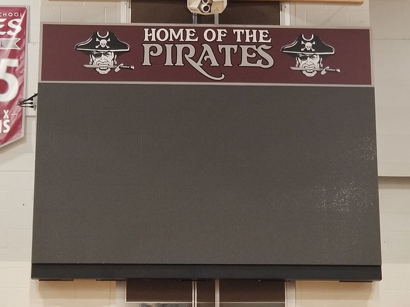 Mounted videoboard above stadium seating